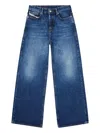 Diesel 'd-sire 1996' Blue Jeans With Wide Leg And Logo Patch On The Rear