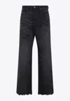 Diesel High-waisted Wide-leg Jeans With Edgy Raw Hem In Black