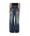 Diesel Washed Effect Wide Leg Jeans In Black