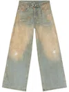 Diesel Wide-leg Jeans With A Worn-in Effect In Blue