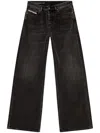 Diesel Wide-leg Black Jeans With Classic Five-pocket Styling In Black