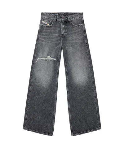 Diesel 1996 D-sire Low-rise Wide-leg Jeans In Grey