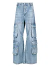 Diesel Utility Cargo Jeans Multiple Pockets In Blue