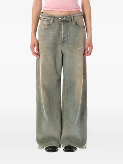 Diesel 1996 D-sire Wide Leg Cotton Trousers In Blue