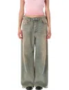Diesel 1996 D-sire Wide Leg Cotton Trousers In Green