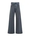 Diesel 1996 D-sire-s1 Low-rise Distressed Wide-leg Jeans In Black