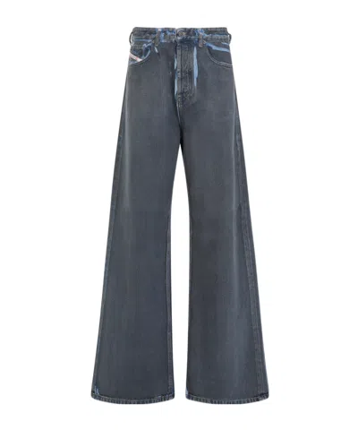 Diesel 1996 D-sire-s1 Low-rise Distressed Wide-leg Jeans In Black