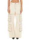 Diesel Cargo Trousers With Back Pockets And Belt Loops In White