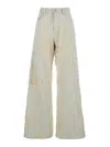 Diesel '1996 D-sire' White Jeans With All-over Rips In White