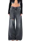 Diesel "1996 D-sire 007x4" Palazzo Jeans In Denim Black Wash