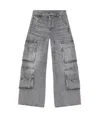 Diesel D-sire-cargo-d Grey Cargo Jeans With Low-rise Waist In Gray