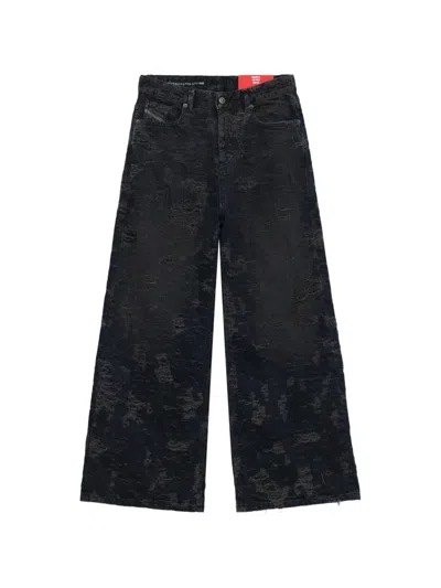 Diesel Lace-overlay Sequin-embellished Jeans In Blue