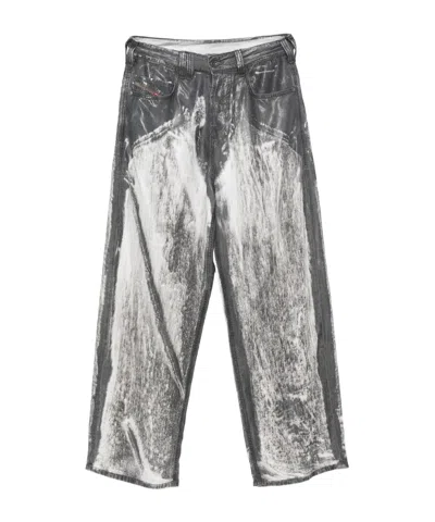 Diesel 1997 D-enim-m Logo-patch Trousers In Gray