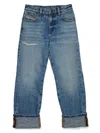Diesel 1999-j Distressed Straight-leg Jeans In Blue