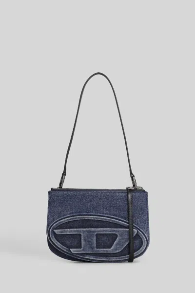 Diesel 1dr 20. Twin Shoulder Bag In Blue Cotton