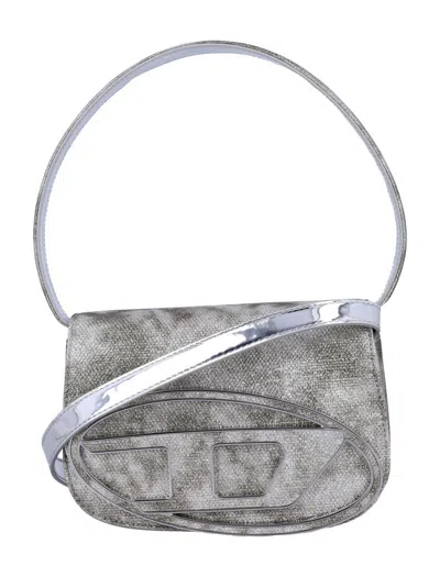 Diesel Textured Grey Bag With Oval Design In Beige