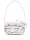 Diesel Shoulder Bag 1dr In Smooth White Leather With Adjustable Straps In Black