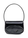 Diesel Iconic Structured Shoulder Bag In Mirrored Leather In Nero