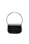 Diesel 1dr-iconic Shoulder Bag In Mirrored Leather In Black