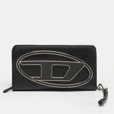 Diesel 1dr Black Leather Wallet On Strap