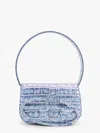 Diesel Croco-embossed Leather 1dr Shoulder Bag In Blue
