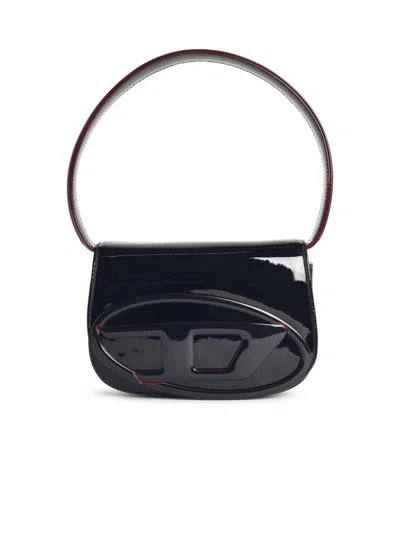 Diesel '1dr' Burgundy Liquid Effect Polyurethane Bag In Black