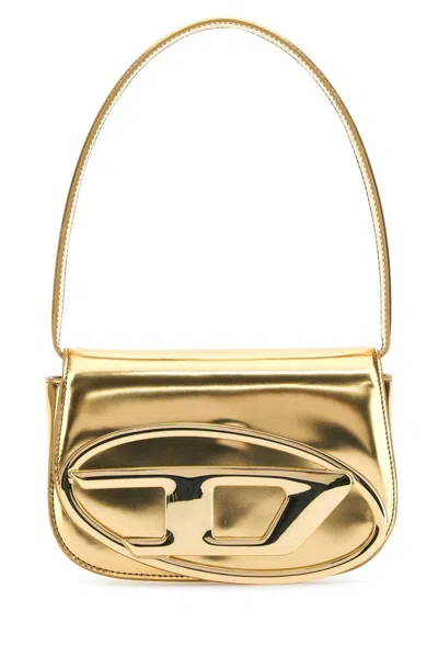 Diesel 1dr D-logo Fold-over Shoulder Bag In Golden