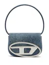 Diesel Shoulder Bag In Blue Denim With Leather Trims And Oval D Plaque In Blue