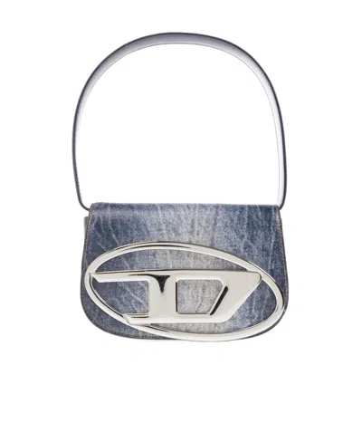 Diesel 1dr Denim Printed Shoulder Bag In Blue