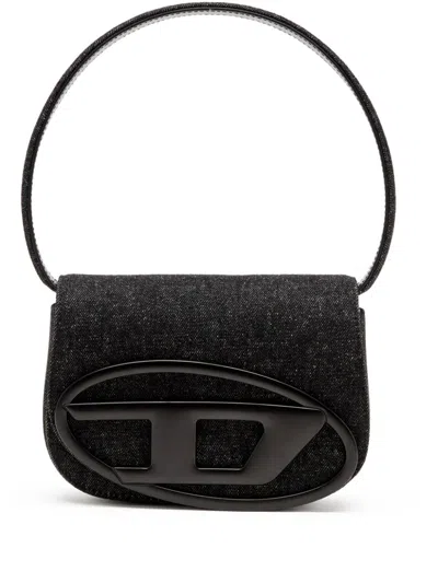 Diesel 1dr Denim Shoulder Bag In Black