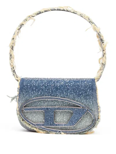 Diesel Embellished Denim 1dr Shoulder Bag In Blue