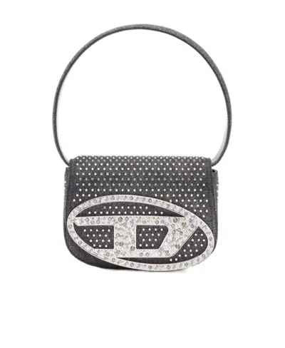 Diesel 1dr Denim Shoulder Bag In Gray