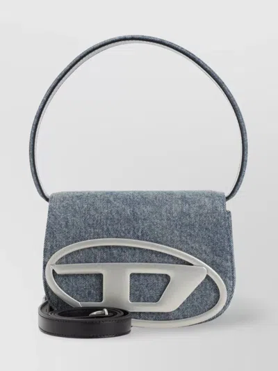 Diesel Denim Leather D Shoulder Bag In Metallic