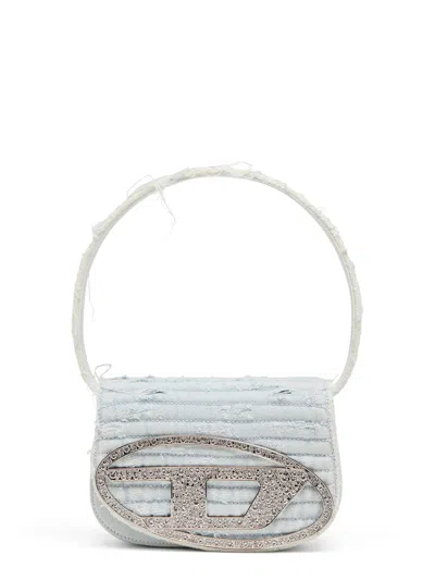 Diesel 1dr Denim Shoulder Bag With Rhinestone D Logo In Orange