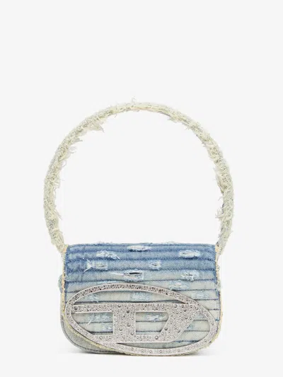 Diesel 1dr Denim Shoulder Bag With Used Effect