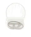 Diesel '1dr' White Shoulder Bag With Oval D Logo Plaque On The Front In Cotton And Leather Blend Woman In White