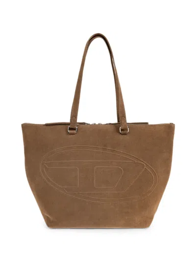 Diesel 1dr Dome Debossed-logo Tote Bag In Brown