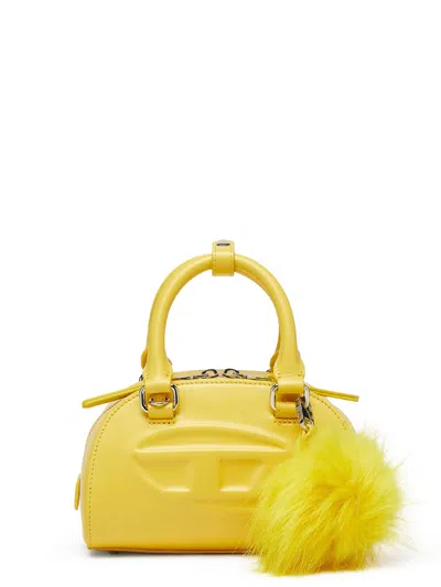 Diesel 1dr Dome Leather Shoulder Bag In Yellow