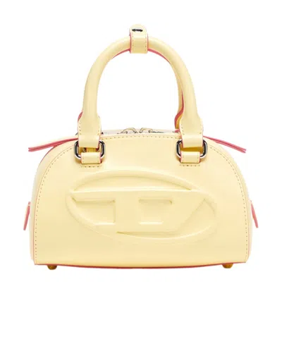 Diesel 1dr Dome Leather Tote Bag In Yellow