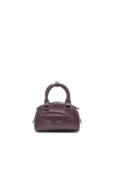 Diesel 1dr Dome-mini Bowling Bag In Burgundy Leather In Purple