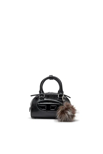 DIESEL 1DR DOME-MINI BOWLING BAG IN EMBOSSED LEATHER