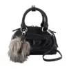 Diesel Women 1dr Dome Leather Shoulder Bag With Croco Effect In Black
