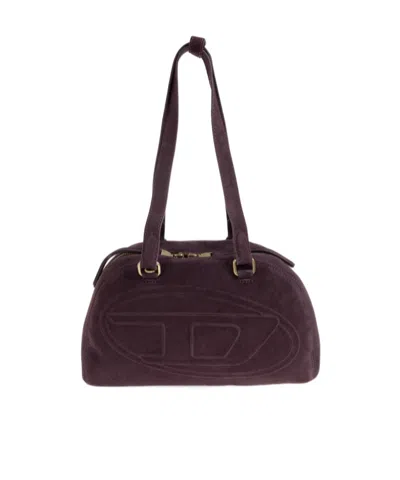 Diesel 1dr Dome Zipper Shoulder Bag In Burgundy