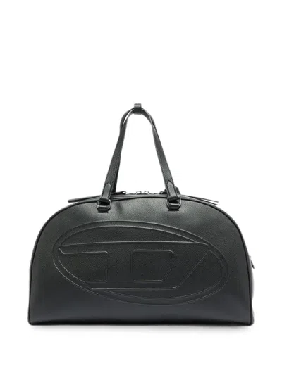 Diesel 1dr Dome-leather Travel Bag With Oval D Logo In Black