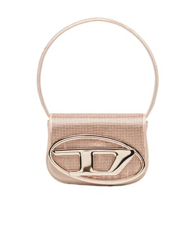 Diesel Leather Shoulder Bag Adjustable Strap In Nude