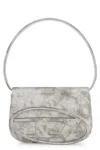 Diesel Glitter Fabric Shoulder Bag In Silver