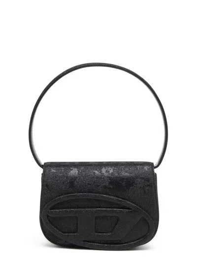Diesel 1dr Glitter Fabric Shoulder Bag In Black