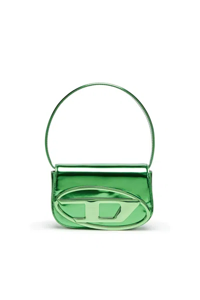 DIESEL 1DR-ICONIC SHOULDER BAG IN MIRRORED LEATHER
