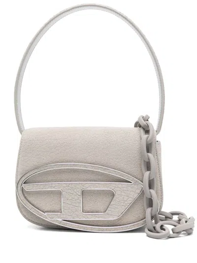 Diesel 1dr-iconic Shoulder Bag In Arid Leather In Gray