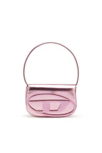 Diesel 1dr-iconic Shoulder Bag In Mirrored Leather In Pink